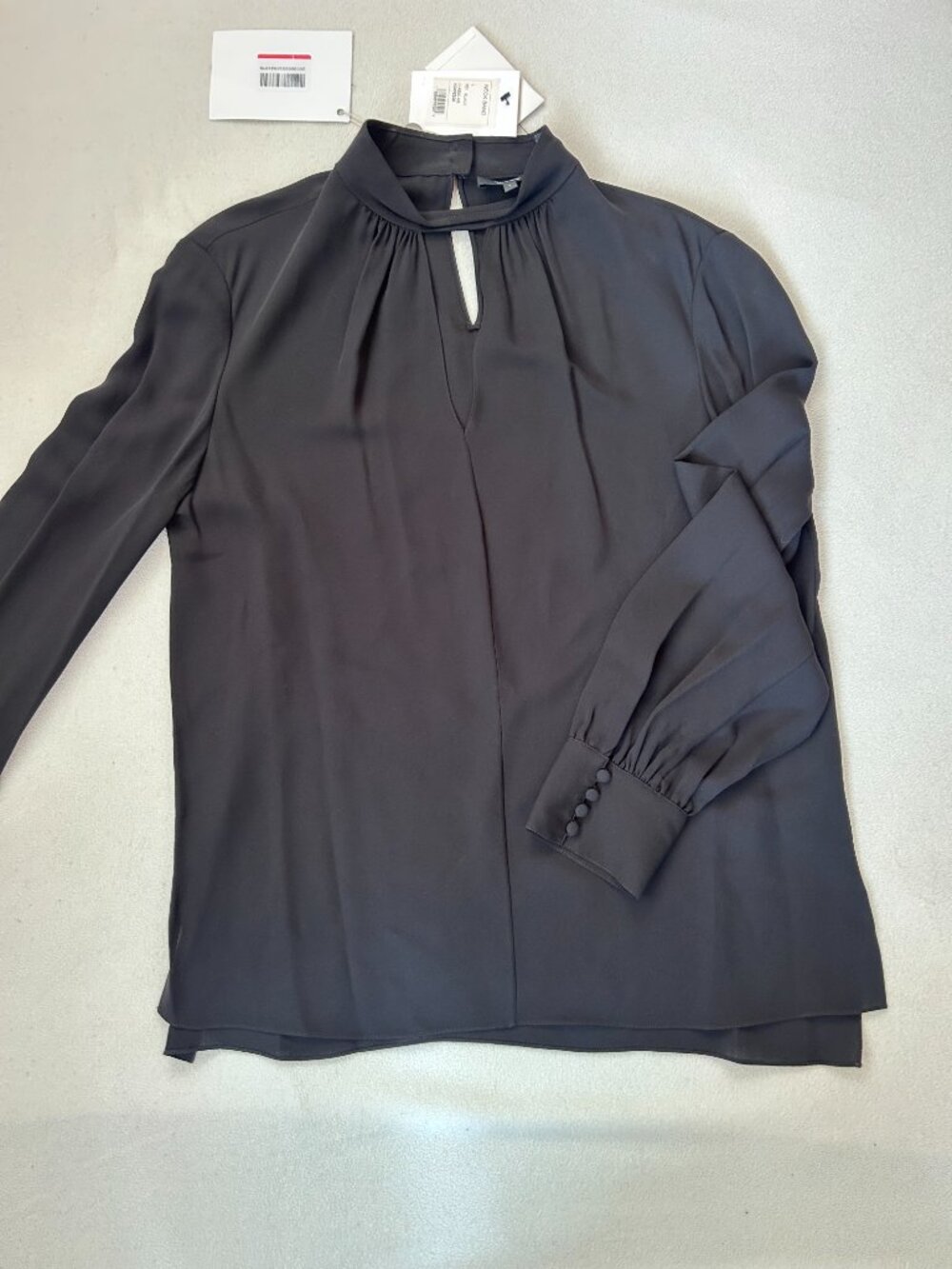 Theory 100% Silk Neck Band Blouse – Women's Large | Black | NWT ✨